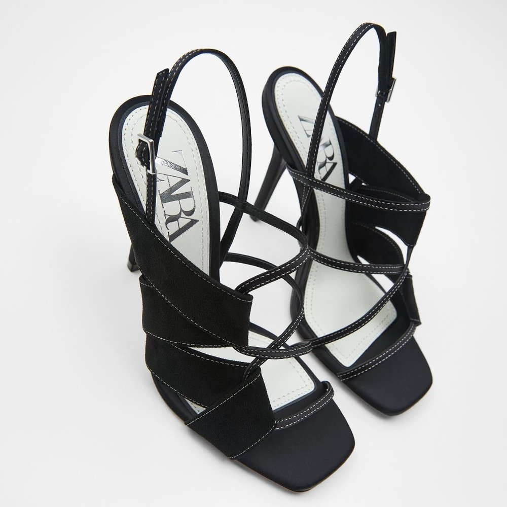 Zara Asymmetric Strappy High-heel Sandals